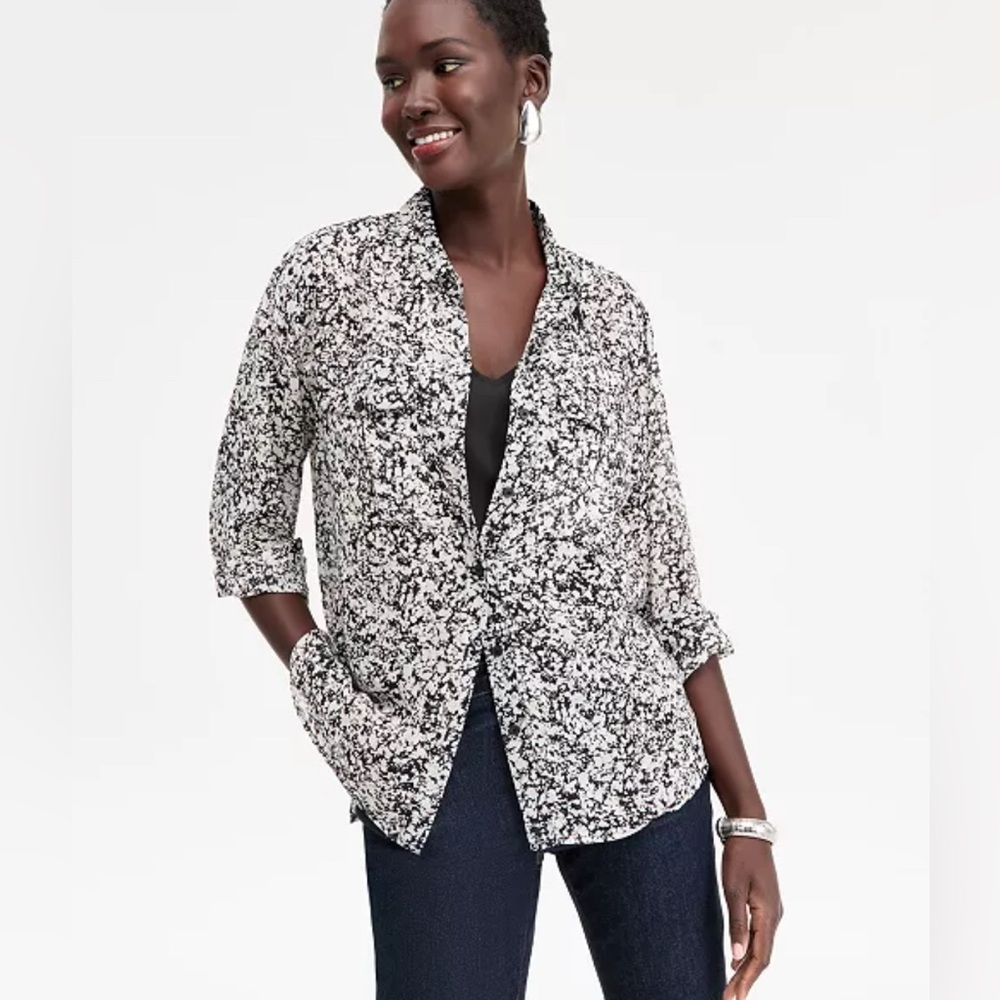 INC International Concepts Monochrome Abstract Top